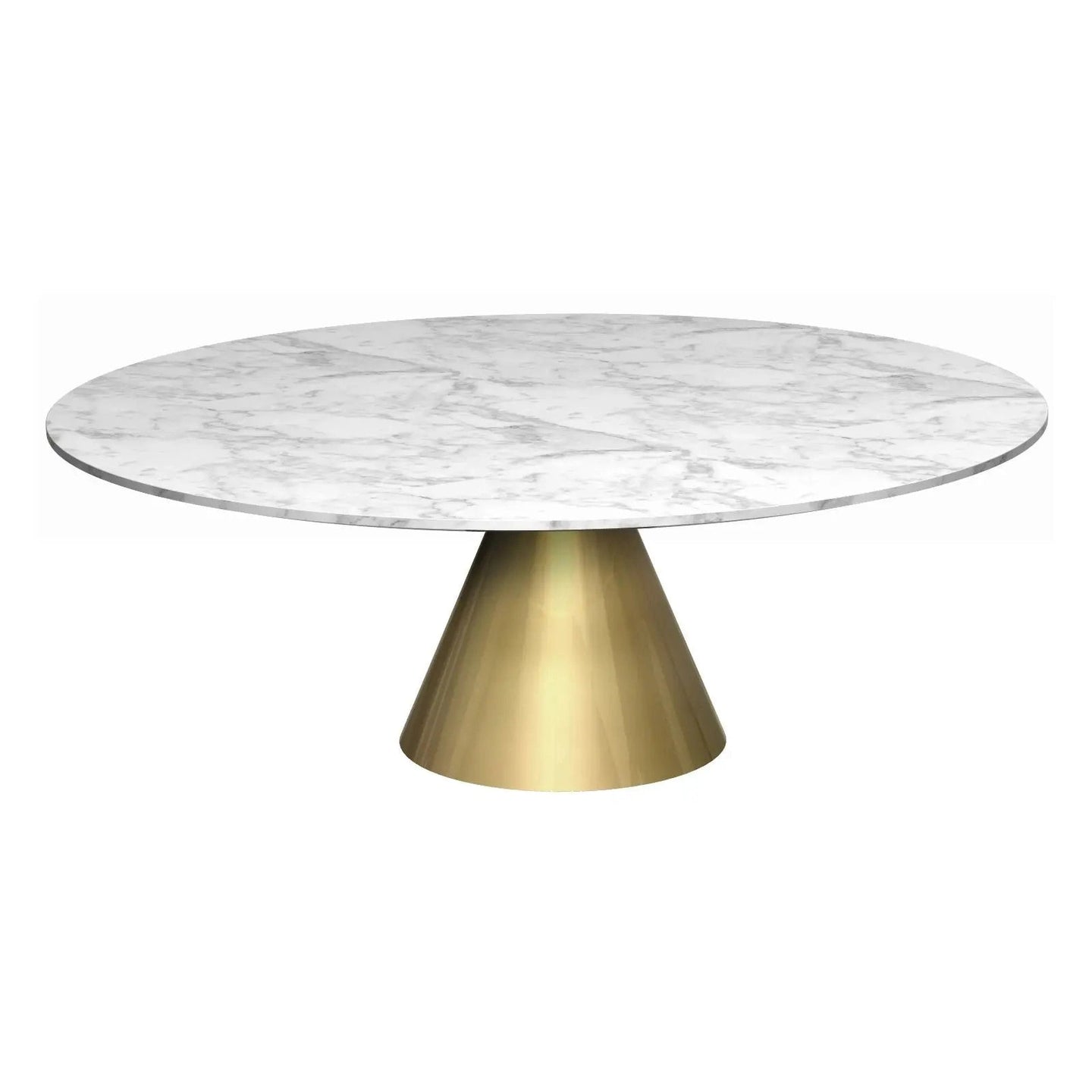 Oscar Large Circular Coffee Table White Marble Top & Brass Base